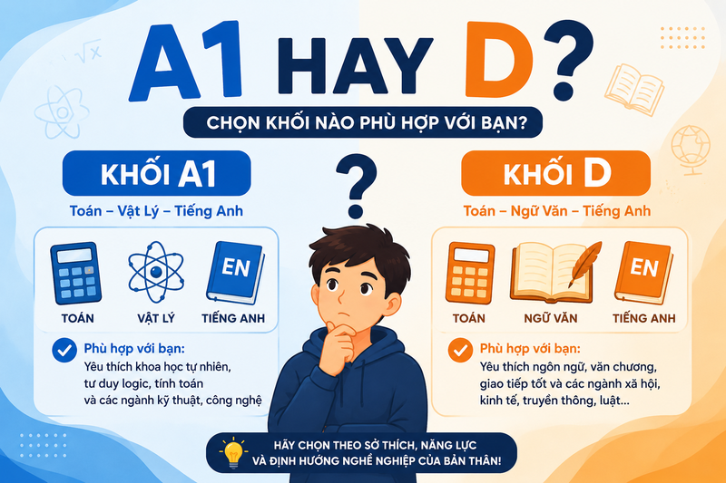 Nên học khối A1 hay khối D?