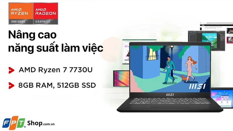 Laptop MSI Modern 14 C7M-221VN R7 7730U