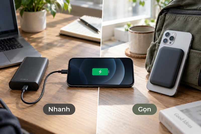 Chọn sạc dự phòng có dây nếu ưu tiên tốc độ sạc và giá thành hợp lý