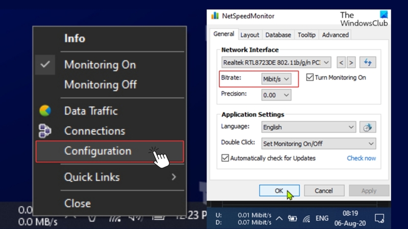 Hướng dẫn hiển thị tốc độ mạng trên taskbar Windows bằng NetSpeedMonitor Bước 3