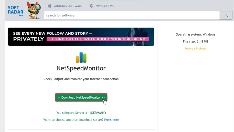 Truy cập trang tải NetSpeedMonitor
