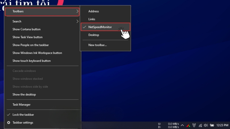 Hướng dẫn hiển thị tốc độ mạng trên taskbar Windows bằng NetSpeedMonitor Bước 2