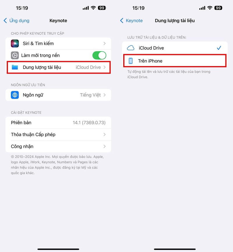 Cách ngăn Keynote lưu file tự động vào iCloud ảnh 2