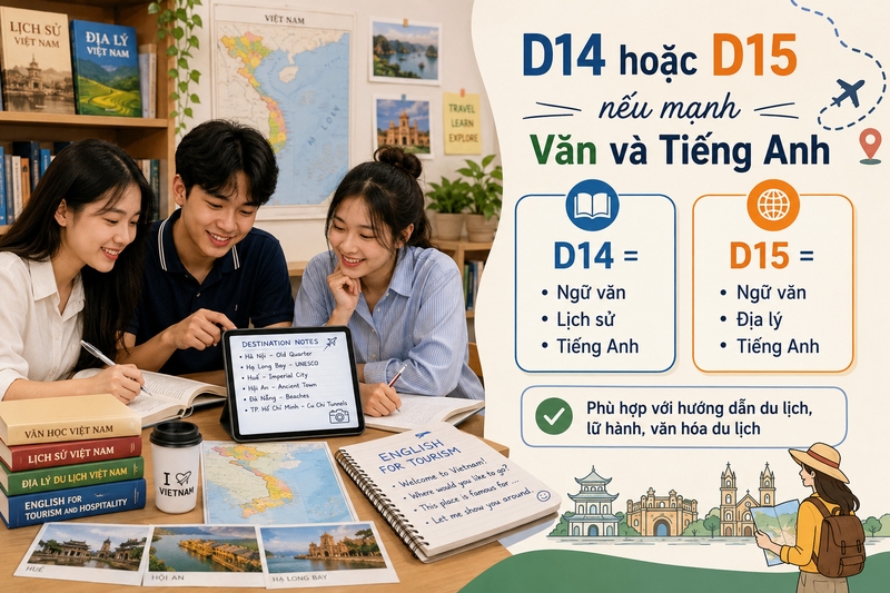 Chọn D14 hoặc D15 nếu mạnh Văn và Tiếng Anh