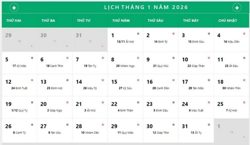 ngày đẹp tháng 1 2026 ảnh 2