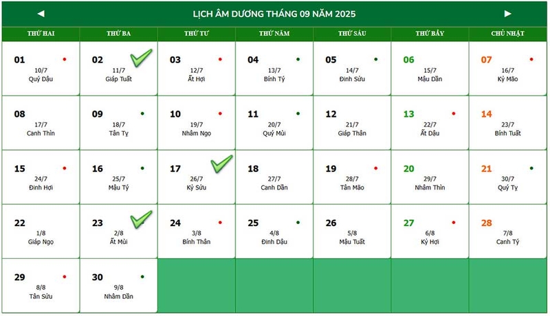 Ngày đẹp tháng 9/2025 - 04