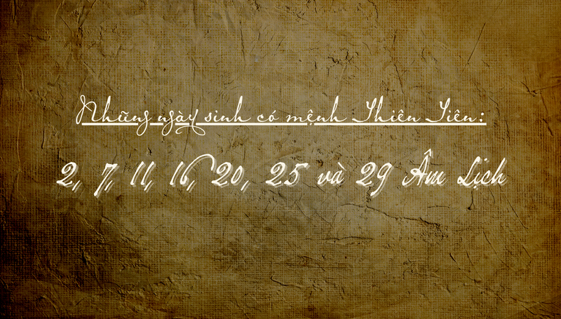 Ngày sinh có mệnh Thiên Tiên là ngày mấy?