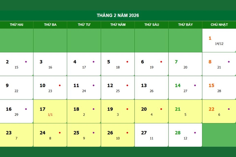 Lịch nghỉ Tết 2026 của người lao động và cán bộ công chức viên chức là nghỉ bao nhiêu ngày?