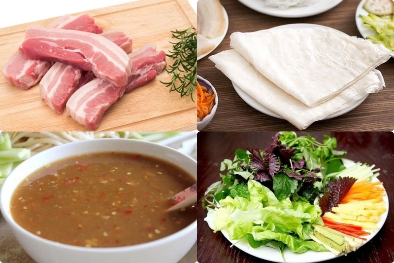nguyên liệu bánh tráng cuốn thịt heo Đà Nẵng