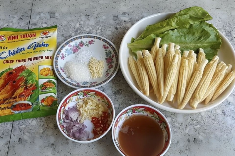 nguyên liệu bắp non chiên giòn