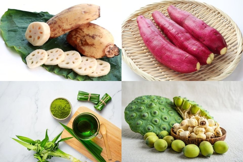 nguyên liệu chè củ sen khoai lang
