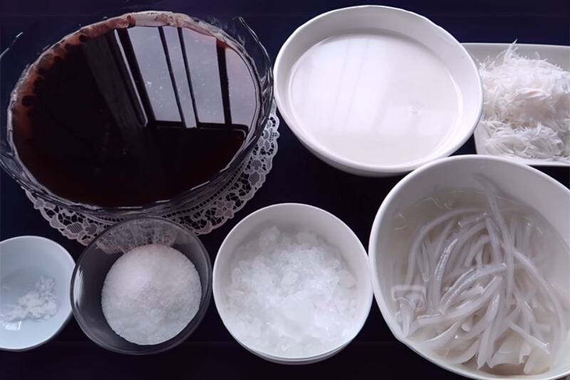 nguyên liệu chè đậu đen bột khoai nước cốt dừa