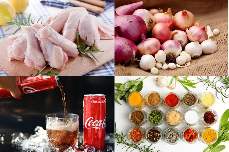 nguyên liệu gà chiên coca