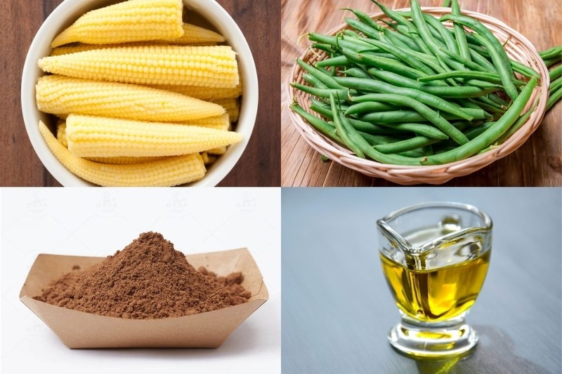 nguyên liệu làm bắp non xào đậu que