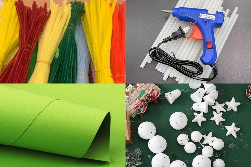 nguyên liệu làm cây thông bằng kẽm nhung