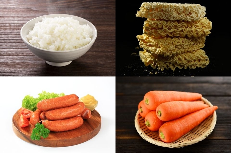 nguyên liệu nấu cơm chiên mì tôm