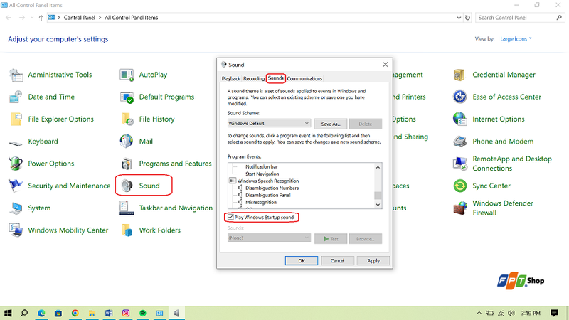 Bước 1 - Kích hoạt tùy chọn phát âm thanh khởi động Windows