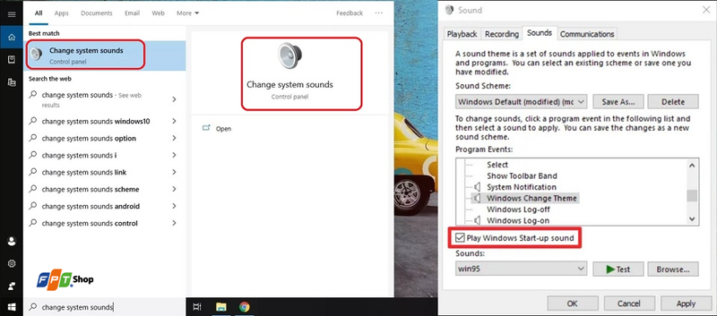 Bước 4 - Thay đổi âm thanh khởi động mặc định trên Windows