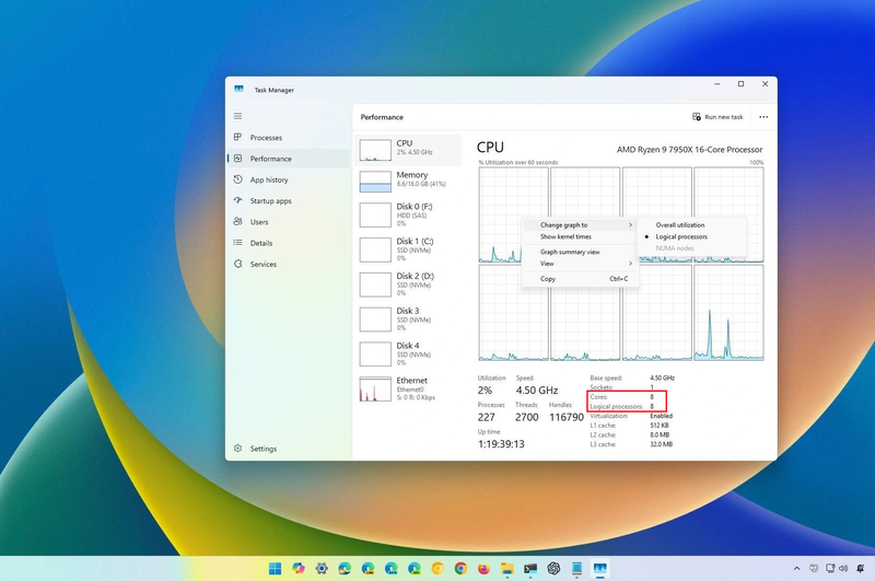 Cách kiểm tra số nhân và số luồng CPU