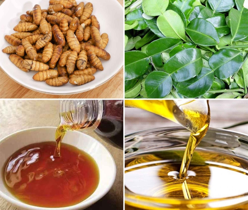 Nguyên liệu chuẩn bị món nhộng rang lá chanh