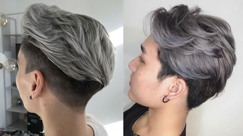 nhuộm tóc màu xám khói nam hình 3