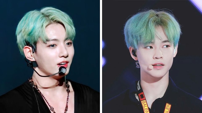 Kiểu tóc hai mái nhuộm màu xanh rêu