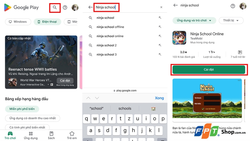 Các bước tải game Ninja School trên Android