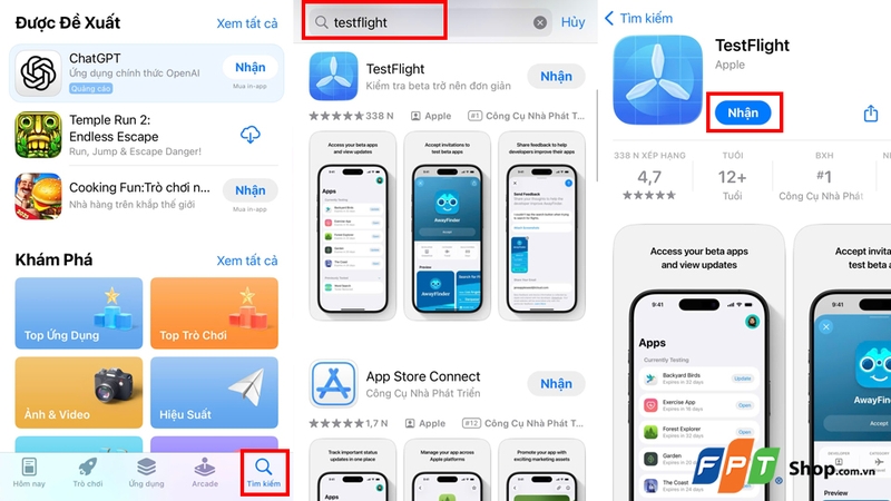 Tải ứng dụng TestFlight từ App Store