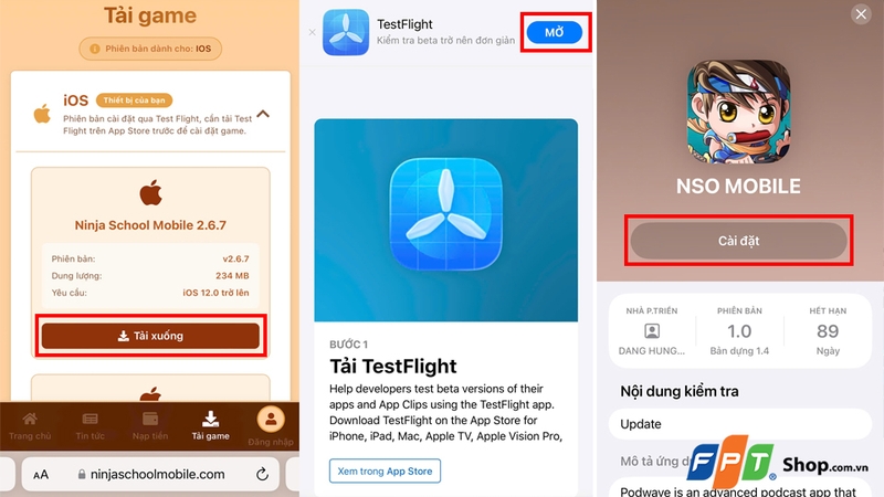 Tải game Ninja School thông qua ứng dụng TestFlight