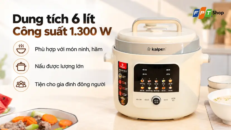 Nồi áp suất điện 5 lít và 6 lít khác nhau như thế nào 3