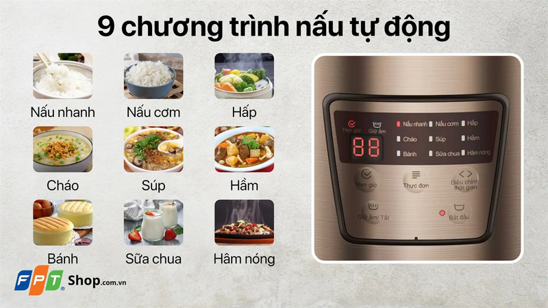 Đa dạng chế độ nấu