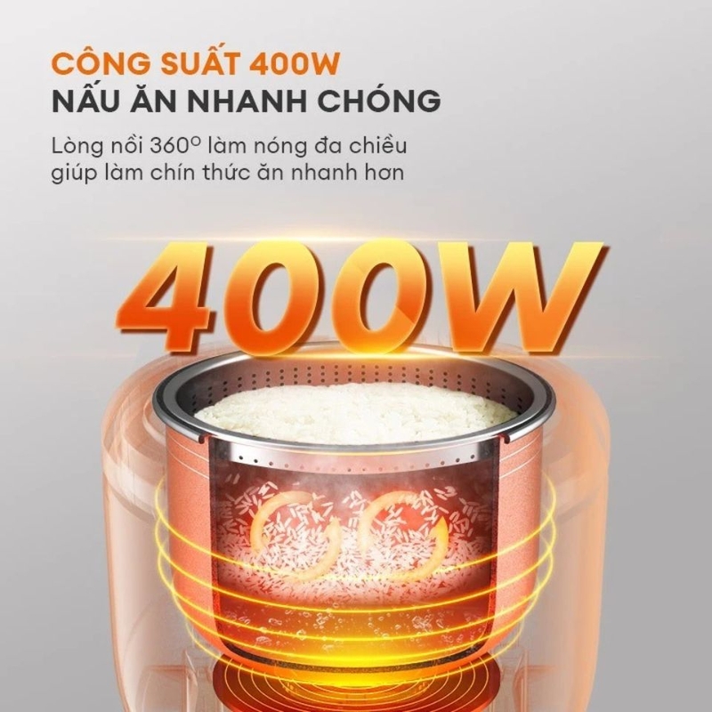 Công suất 400W giúp nấu nhanh chóng