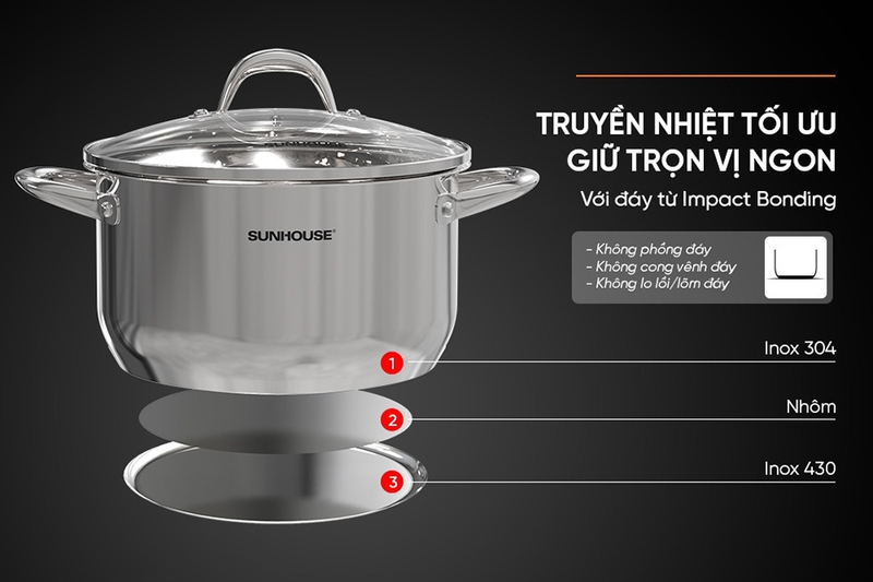 Nồi luộc gà inox 3 đáy Sunhouse SHG301-28 28cm (hình 3)