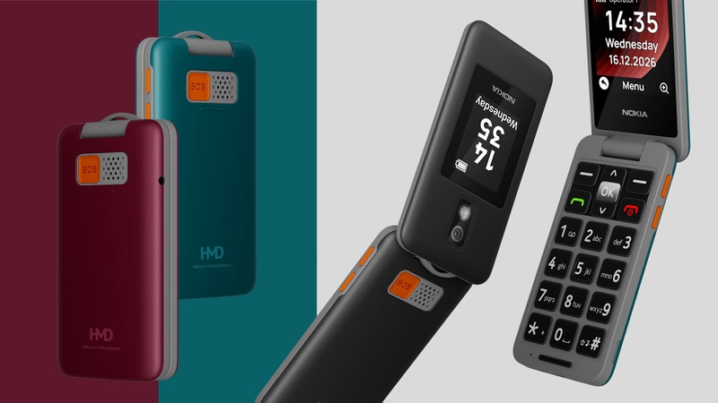 Nokia 2360 Flip có thiết kế nắp gập hai màn hình cùng ba tùy chọn màu sắc.