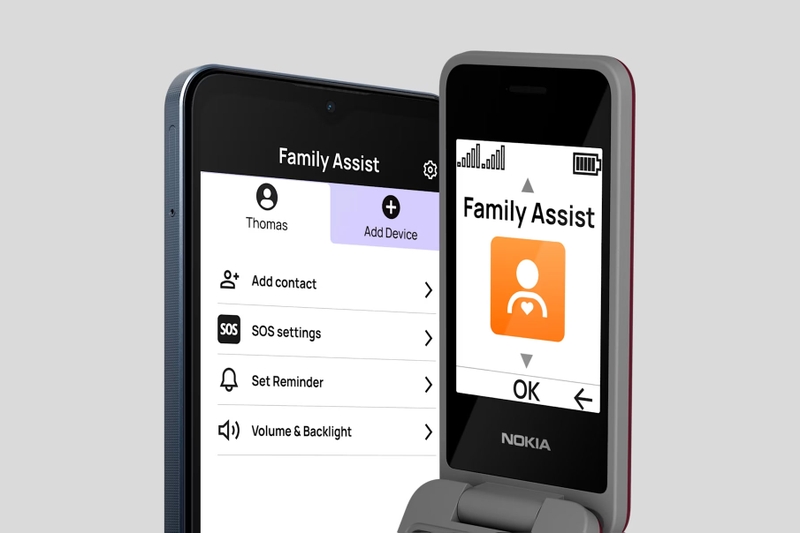 Nokia 2360 Flip hỗ trợ quản lý từ xa qua Family Assist với giao diện trực quan, dễ thao tác và tùy chỉnh các thiết lập.