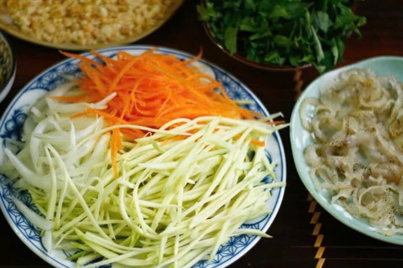 Nguyên liệu làm nộm sứa xoài xanh