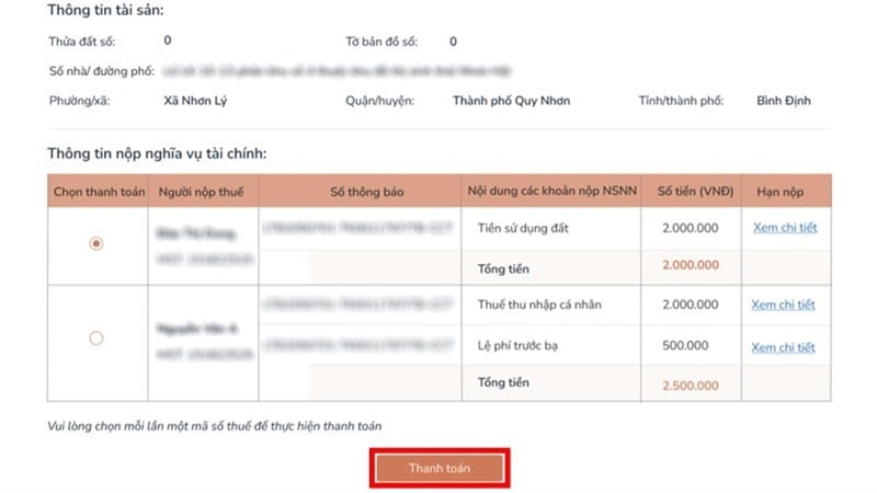 Kiểm tra tất cả thông tin rồi chọn Thanh toán