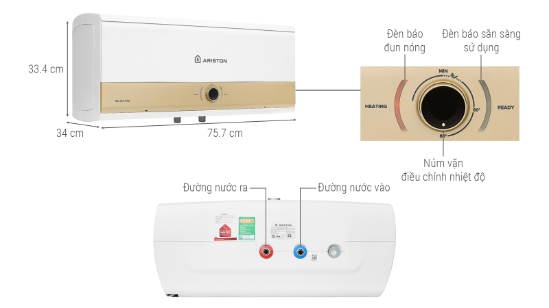 Máy nước nóng gián tiếp 30 lít Ariston SLIM3 30 RS MT 3000W (hình 4)