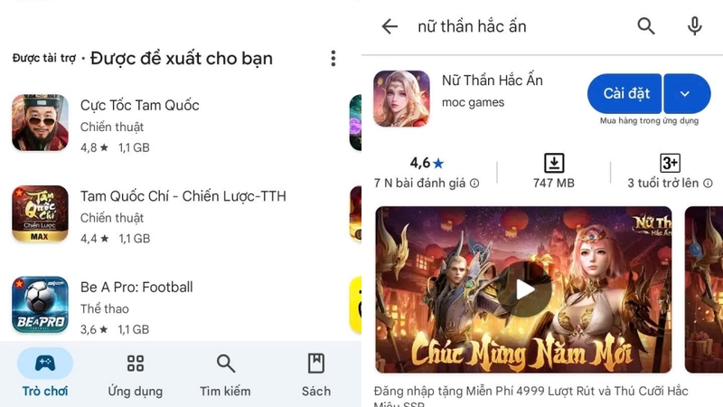 Tải game trên điện thoại Android