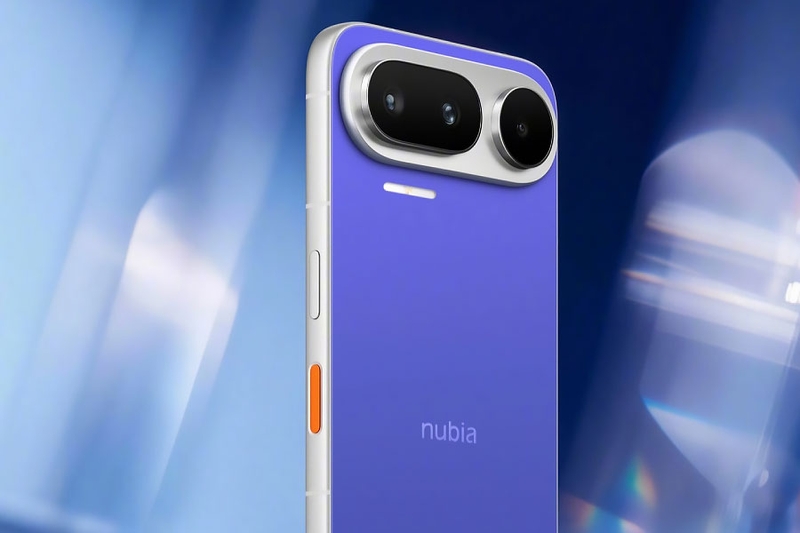nubia NaviX Ultra bố trí nút AI màu cam tích hợp cảm biến vân tay ở cạnh bên thân máy.