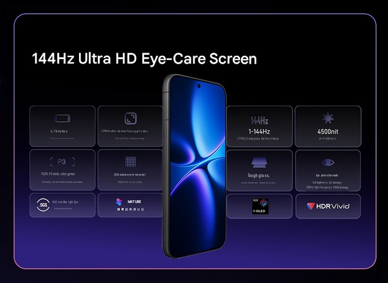 nubia NaviX Ultra trang bị màn hình 1.5K 144 Hz, hướng đến trải nghiệm hiển thị mượt mà.