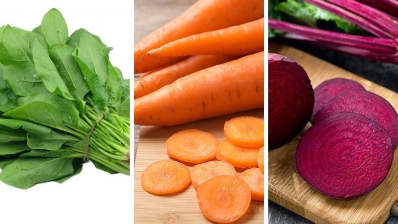 Nước ép cải bó xôi, cà rốt và củ dền 1