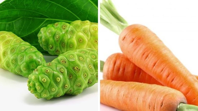 Nước ép trái nhàu và cà rốt 1