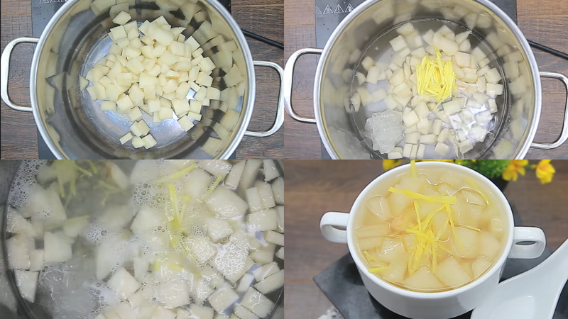 Bước 2: Nấu nước lê gừng