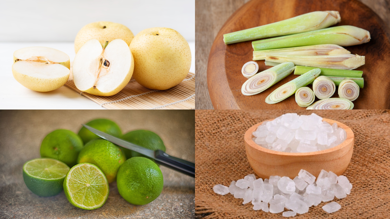 Nguyên liệu làm nước lê chanh sả