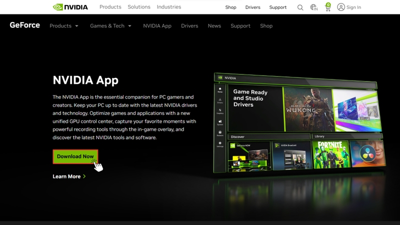 Hướng dẫn cách tải NVIDIA App đơn giản nhất bước 1
