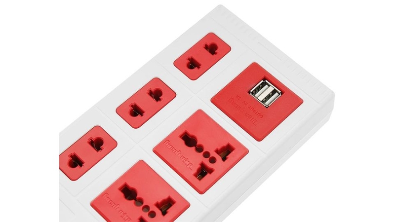 Ổ cắm điện 5 lỗ 2 USB 2m Điện Quang ECO ĐQ ESK 5ECO 2A Trắng