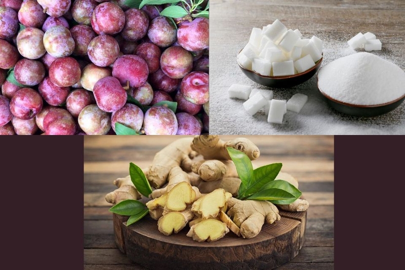 Nguyên liệu cần chuẩn bị cho món ô mai mận xào gừng