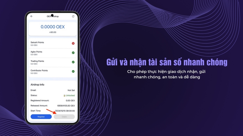 Gửi và nhận tài sản số đơn giản, nhanh chóng
