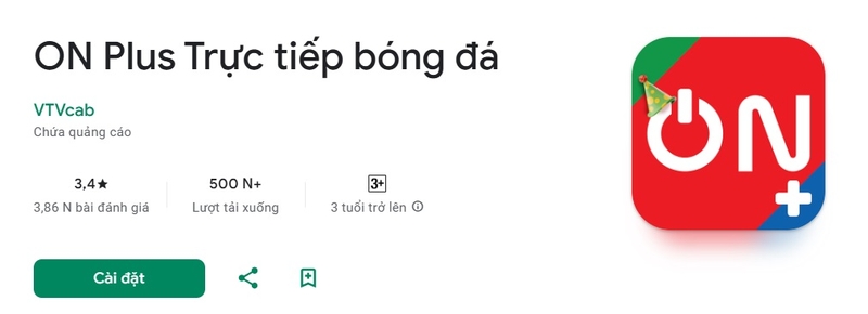 ứng dụng ON Plus Trực tiếp bóng đá 1